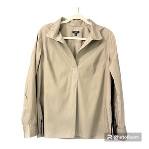 Talbots Long Sleeve Khaki Collared Pullover - Size 10